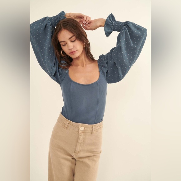 Vici Swiss Dot Ribbed Bodysuit Size Medium - Picture 3 of 9